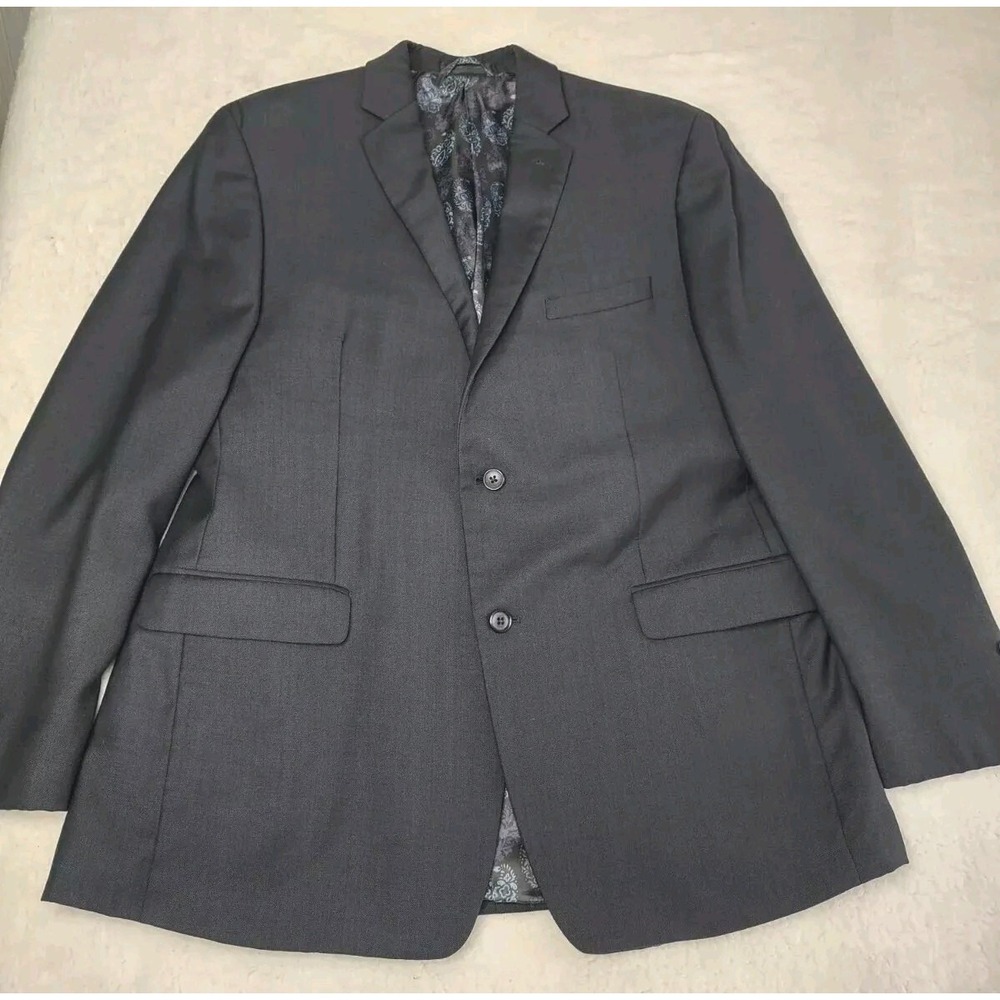 Italuomo Blazer Mens Suit jacket 44R  Two Button‎ Black Wool Italy Made